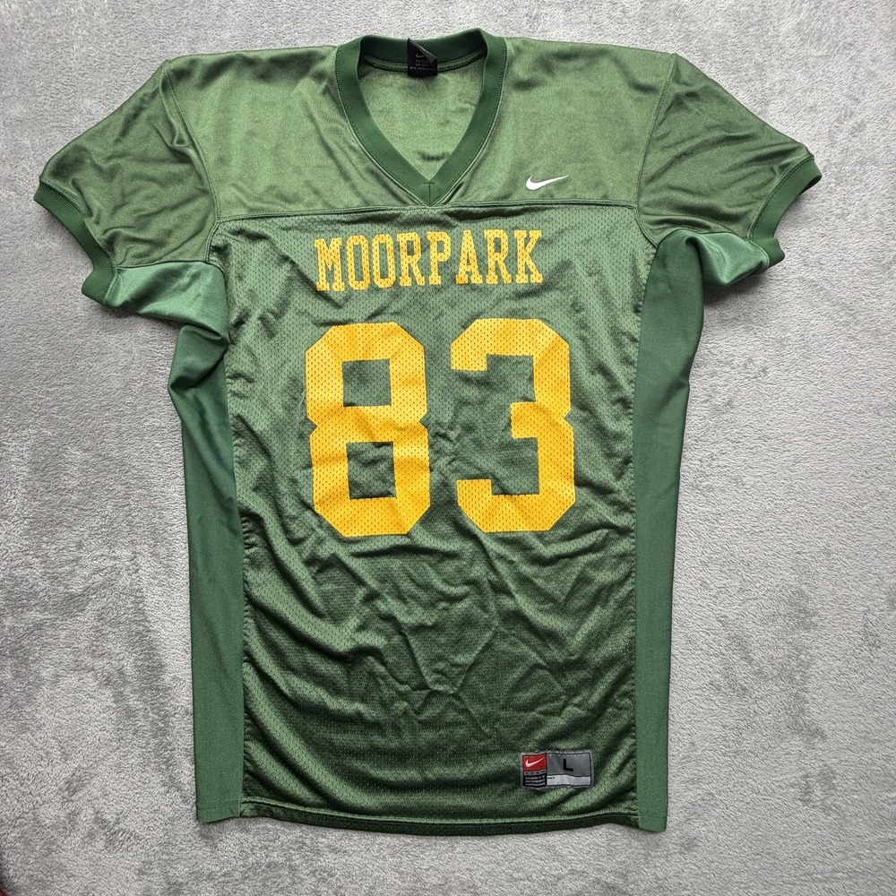 Nike Shirt Mens L Green Football Jersey Moorpark‎ 83 Mesh V-Neck Athletic